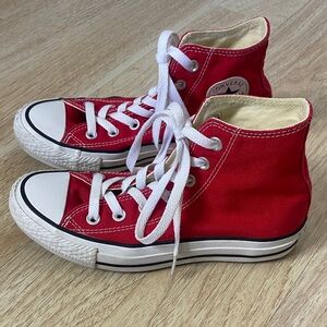 Converse Red High Top Canvas Sneakers with White Trim